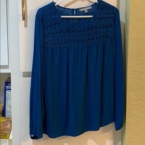 Daniel Rainn teal blue long sleeve blouse nwot